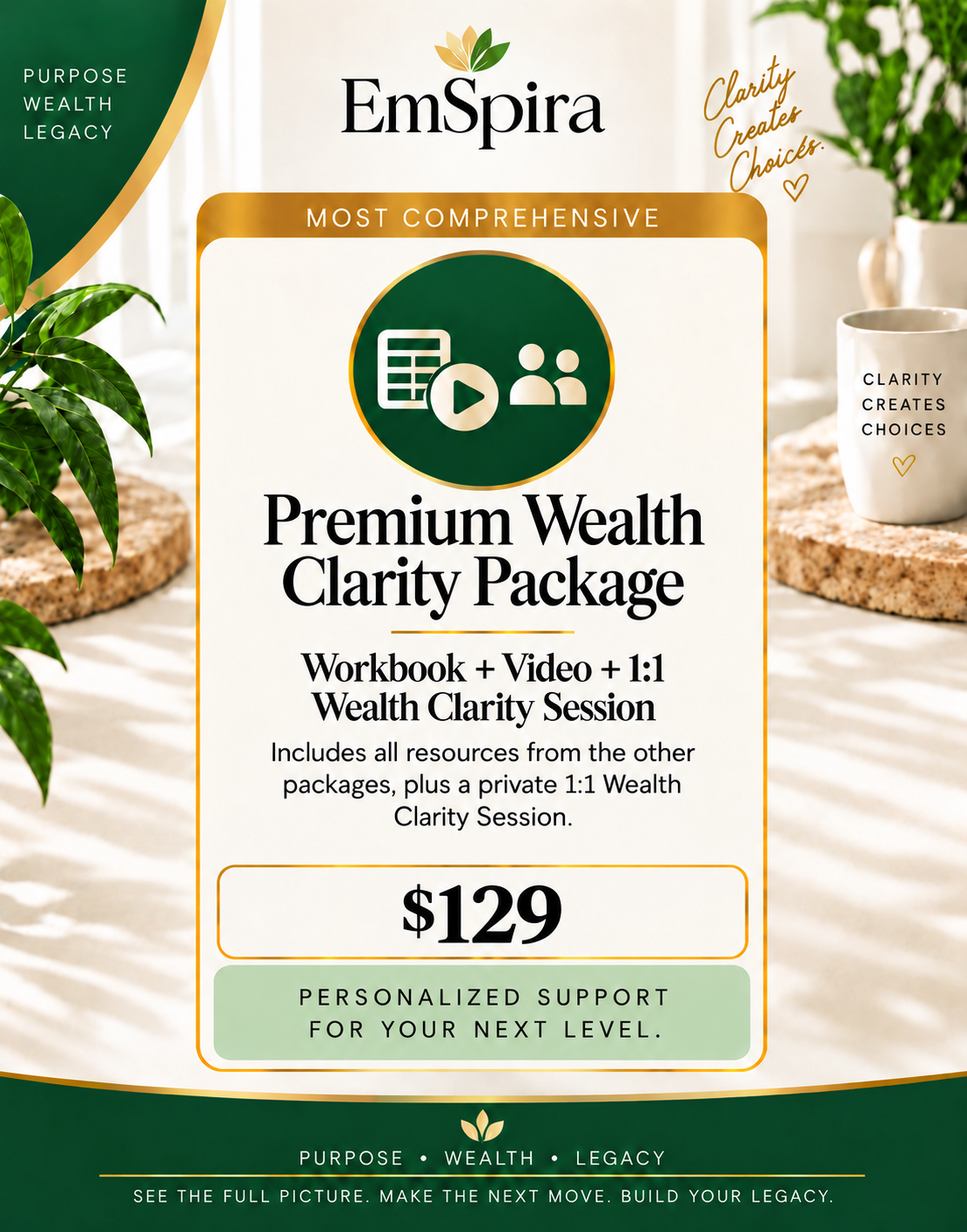 Complete Wealth Clarity Package with a one-on-one session for $129